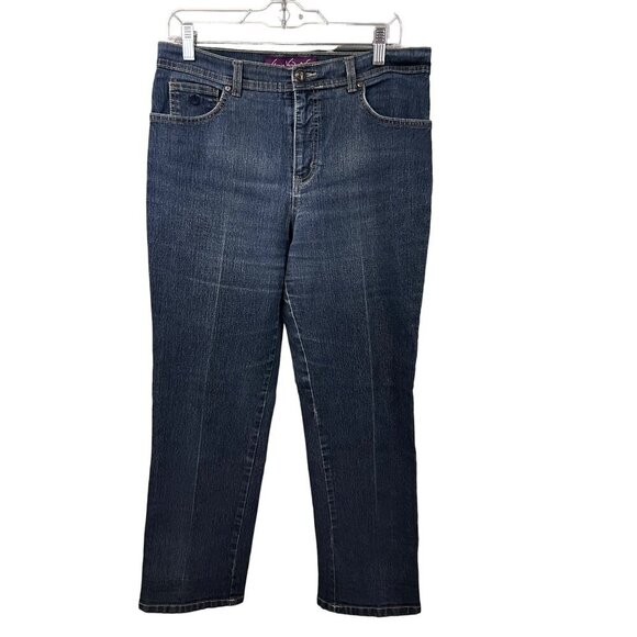Gloria Vanderbilt Amanda Womens Blue Denim Ankle Jeans Petite 12P Stretch - Picture 1 of 7